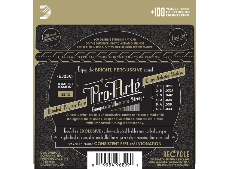 D'Addario EJ25C Pro-Arte Flamenco (0285-044) Clear Nylon Composite 